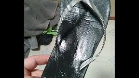 Friend licking the sweat off of her flip flops