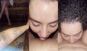 Milf infiel hace CUM en la boca de una lesbiana cachonda en el SAUNA