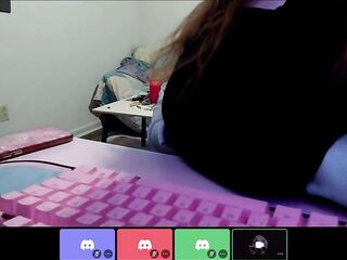 Teasing my step-brother's allies on Discord then fingering myself below the table