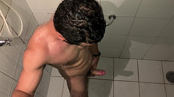 HOT GUY CAUGHT JERKING AT SHOWER TILL CUM - Vincent and Vitor