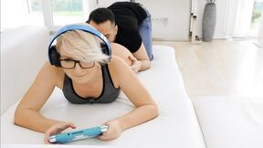 Blonde gamer Kittina Clairette gets fucked hard