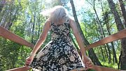 Remote controled vibrator in park - Sweet milf gets an orgasm