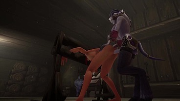 Redhead Elf has BSDM Threesome sex in a dungeon - Warcraft Parody
