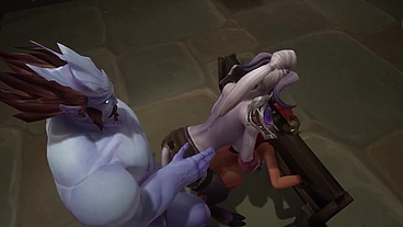 Redhead Elf has BSDM Threesome sex in a dungeon - Warcraft Parody