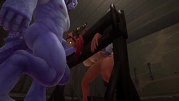 Redhead Elf has BSDM Threesome sex in a dungeon - Warcraft Parody