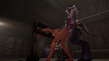 Redhead Elf has BSDM Threesome sex in a dungeon - Warcraft Parody