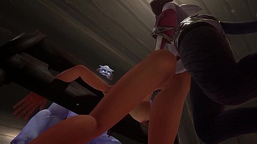 Redhead Elf has BSDM Threesome sex in a dungeon - Warcraft Parody