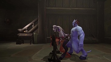 Redhead Elf has BSDM Threesome sex in a dungeon - Warcraft Parody