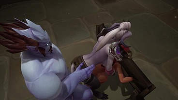 Redhead Elf has BSDM Threesome sex in a dungeon - Warcraft Parody