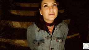 ”Worshipping shaft before hard fuck outdoors”