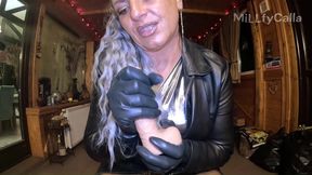 Shiny Leather Cameltoe JOI Dirty Talk Dildo Tease Intense Orgasm
