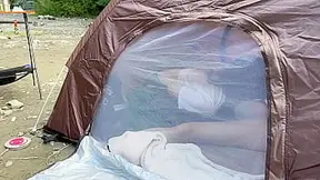 Amateur College Girl Stealthily Tents Secret Pleasure - Intense Outdoor Blowjob and Wild