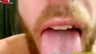 Beautiful tattooed gay Carter Woods stroking his big dick