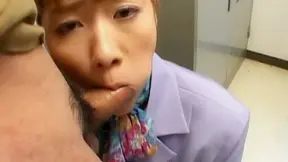 Winning Japanese Redhead Greedily Sucking Thick Black Cock