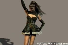 3d anime maid teasing in skin tight lingerie