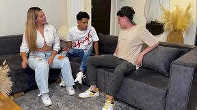 Colombian blonde MILF fucks her stepson'_s nerdy best friend while her husband is not at home! Karensleent, Pipeboy, Danyel Mast