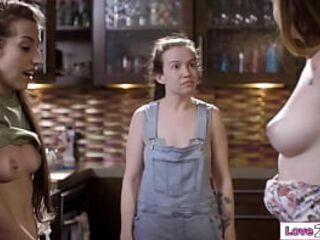 Teen Samantha Reigns licks the plumbers small apprentice Spencer Bradleys unshaved cunt until they got caught.Its costs her a drip but gets her sex