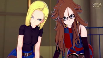 Android 18 and Android 21 want to be lubricated at the same time - Dragon Ball