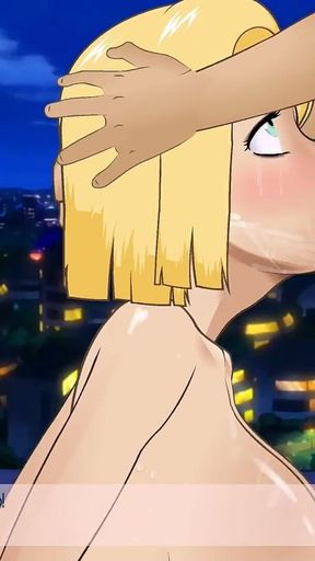 Android 18 Throat Fucked Balls Deep by a Big Thick Cock with Her Face Soaked in Cum Right in Front of Her Husband