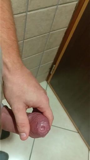 Tight Foreskin Fun, Cock Ring in a Public Bathroom Phimosis Cock