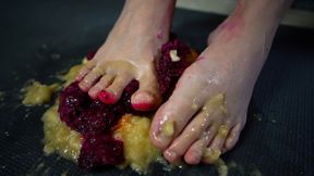 Jina Solo: Fruity Foot Crush Fantasy - Mandarin Kiss, Banana Squish & Chocolate Cake Mess | 4K