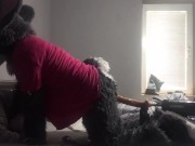 Murrsuit bunny taking a huge dildo on a fuck machine