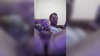 Ginger daddy jerks his big cock and shoots a thick load