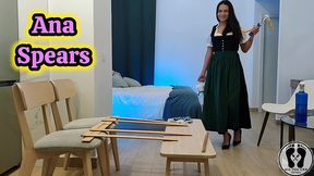 austrian woman in dirndl getting dirty