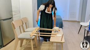 austrian woman in dirndl getting dirty