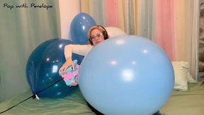 10 Nail POPS! Blowing up and Deflating Blue Balloons!