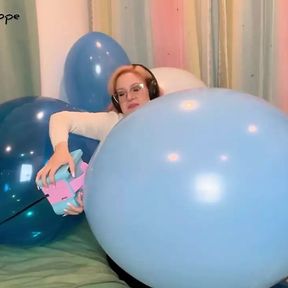 10 Nail POPS! Blowing up and Deflating Blue Balloons!