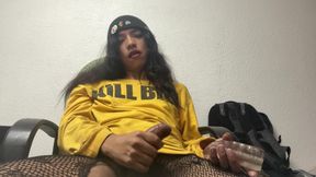Big Dick Trans GF Jerks off Until She Cums