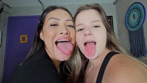 SUPER KISS FROM TWO WOMEN WITH BIG TONGUES - BY KIARA AND GABRIELA BLOND - PART 1