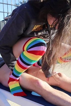 Big Butt College Nerd Girl with Skirt Gets Fucked Outside