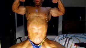 Jock Flexing His Abs of Steel and is Massive Biceps