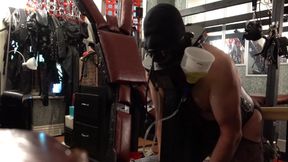 Male piss slave paddled with the cricket bat until he finishes his drink