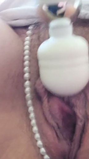 munichgold alone at home .. long labia pussy ... I'm horny and masturbate at the window in my pearl string   Clip 1