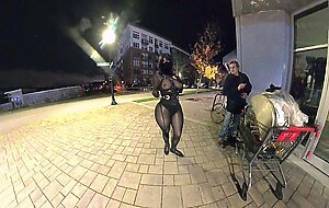 Curvy crossdresser flirt with a stranger