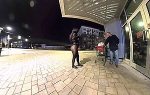 Curvy crossdresser flirt with a stranger