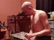 Lubing up and sliding on the tight rubber gimp hood