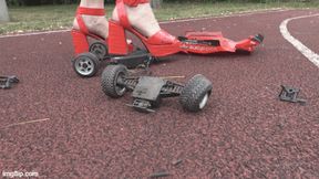 Destroying the red car outside