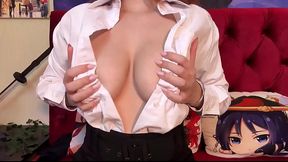 White girl with huge boobs in sexy bodysuit