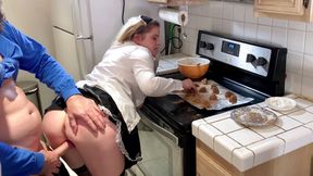 The maid takes the hard cock in the kitchen