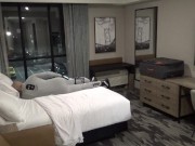 hotel room jerking off with snake print zentai under wetsuit