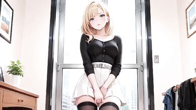 Blonde Secretary Lifts Skirt Poolside With Sun Kissed Wetness And Teasing Distance