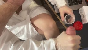 Vip Service. The Nurse Took A Semen Sample From A Client
