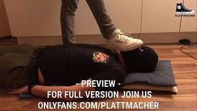 Master trampling on the slave in his reebok classics :-D