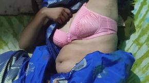 Beautiful Hot Sexy Bhabhi Full Hard Sex on Blue Saree with Pink Pussy