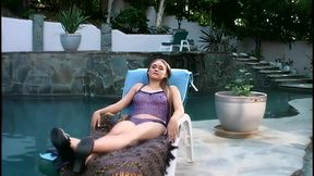 veronica lace blowjob and facial cumshot by pool