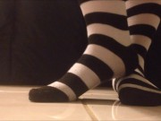 Black and White Striped Sock Presenting